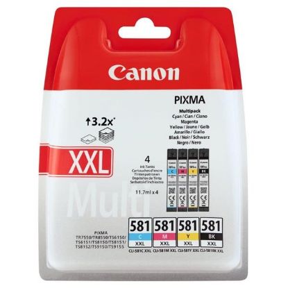 Imagem de Canon original ink CLI-581 XXL CMYK Multi Pack, CMYK, 4*11.7ml, 1998C005, very high capacity, Canon 4-pack PIXMA TR7550, TR8550, T