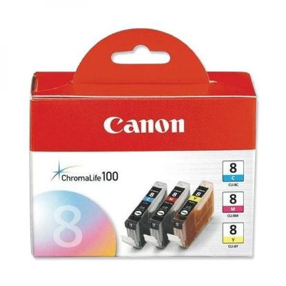 Imagem de Canon original ink CLI8CMY, cyan/magenta/yellow, 0621B029, 0621B026, Canon 3-pack C/M/Y iP4200, iP5200, iP5200R, MP500, MP800