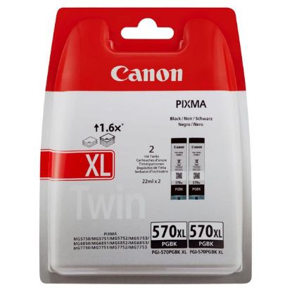 Imagem de Canon original ink PGI 570PGBK XL Twin Pack, black, blister s ochranou, 22ml, 0318C007, 2-pack Canon Pixma MG7750,7751,7752,7753,5