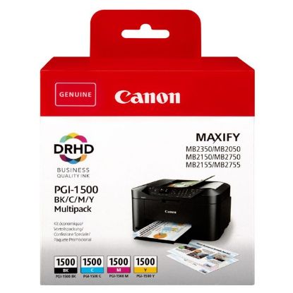 Imagem de Canon original ink PGI-1500 BK/C/M/Y Multipack, CMYK, 400/3*300str., 9218B005, Canon MAXIFY MB2050,MB2150,MB2155,MB2350,MB2750,MB2