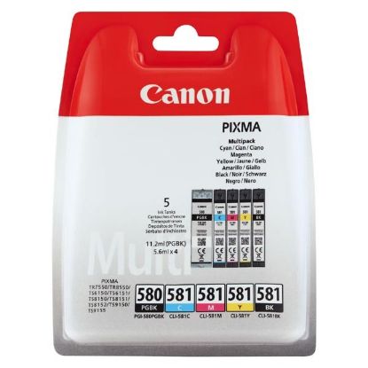 Imagem de Canon original ink PGI-580PGBK/CLI-581CMYBK Multi pack, CMYK+PGBK, 1*11.2 + 4*5.6ml, 2078C005, Canon 5-pack PIXMA TR7550, TR8550,