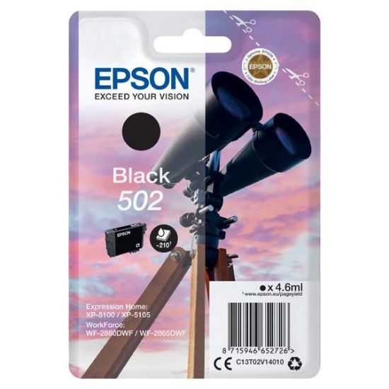 Imagem de Epson original ink C13T02V14010, T02V140, 502, black, 210str., 4.6ml, Epson XP-5100, XP-5105, WF-2880dwf, WF2865dwf