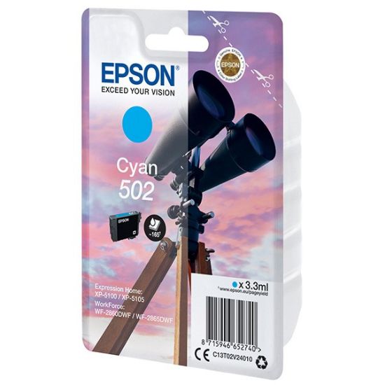 Imagem de Epson original ink C13T02V24020, 502, T02V240, cyan, 165str., 3.3ml, Epson XP-5100, XP-5105, WF-2880dwf, WF2865dwf