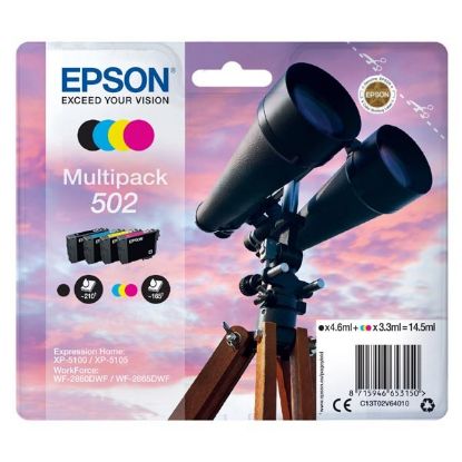 Imagem de Epson original ink C13T02V64010, 502, T02V640, CMYK, 550str., 3x3.3/4.6ml, Epson XP-5100, XP-5105, WF-2880dwf, WF2865dwf