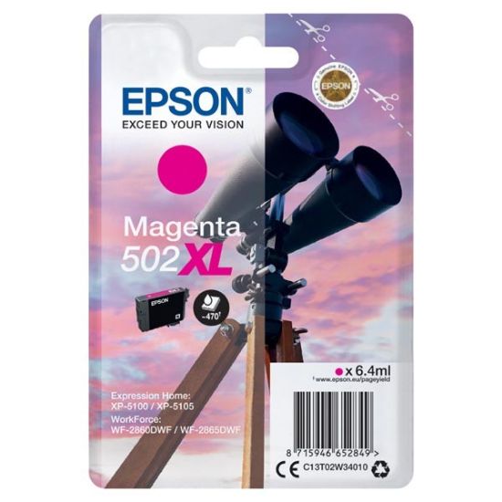 Imagem de Epson original ink C13T02W34010, 502XL, T02W340, magenta, 470str., 6.4ml, Epson XP-5100, XP-5105, WF-2880dwf, WF2865dwf