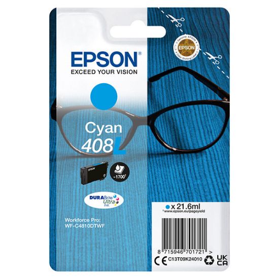 Imagem de Epson original ink C13T09K24010, T09K240, 408L, cyan, 21.6ml, Epson WF-C4810DTWF