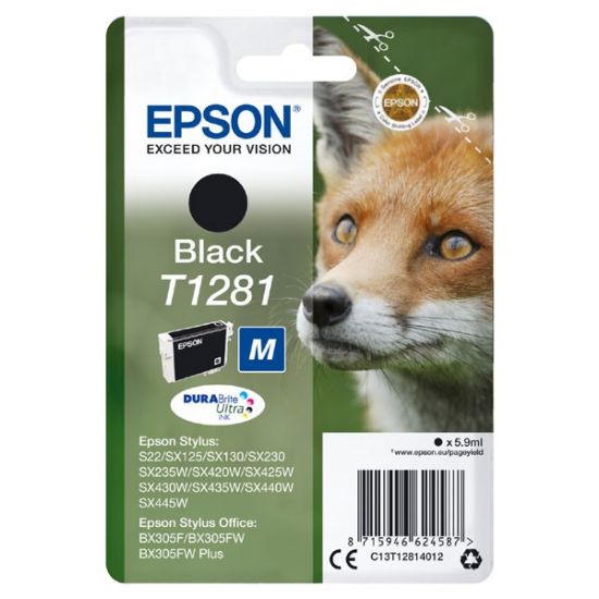 Imagem de Epson original ink C13T12814022, T1281, black, 5,9ml, Epson Stylus S22, SX125, 420W, 425W, Stylus Office BX305