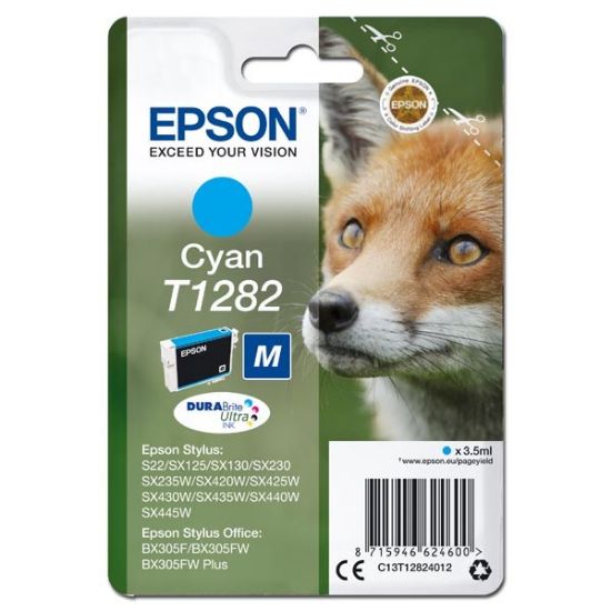 Imagem de Epson original ink C13T12824012, T1282, cyan, 3,5ml, Epson Stylus S22, SX125, 420W, 425W, Stylus Office BX305