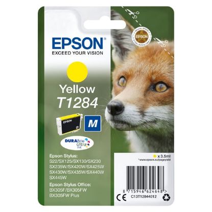 Imagem de Epson original ink C13T12844022, T1284, yellow, blister, 3,5ml, Epson Stylus S22, SX125, 420W, 425W, Stylus Office BX305