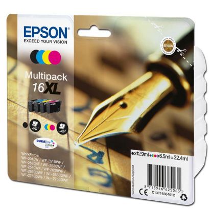 Imagem de Epson original ink C13T16364012, T163640, 16XL, CMYK, 3x6.5/12.9ml, Epson WorkForce WF-2540WF, WF-2530WF, WF-2520NF, WF-2010