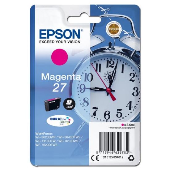 Imagem de Epson original ink C13T27034012, 27, magenta, 3,6ml, Epson WF-3620, 3640, 7110, 7610, 7620