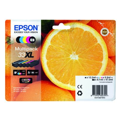 Imagem de Epson original ink C13T33574011, T33XL, CMYK, 12,2/3x8,9/8,1ml, Epson Expression Home a Premium XP-530,630,635,830