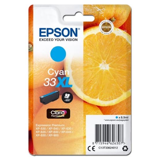 Imagem de Epson original ink C13T33624012, T33XL, cyan, 8,9ml, Epson Expression Home a Premium XP-530,630,635,830