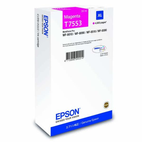 Imagem de Epson original ink C13T755340, T7553, XL, magenta, 4000str., 39ml, 1ks, Epson WorkForce Pro WF-8590DWF