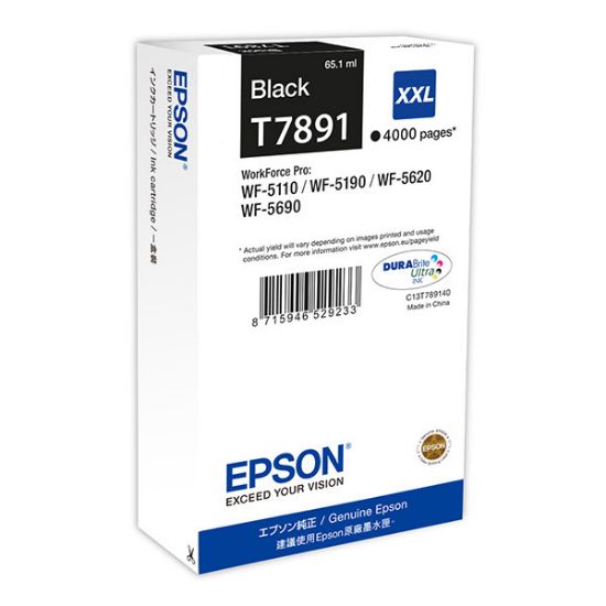 Imagem de Epson original ink C13T789140, T789, XXL, black, 4000str., 65ml, 1ks, Epson WorkForce Pro WF-5620DWF, WF-5110DW, WF-5690DWF